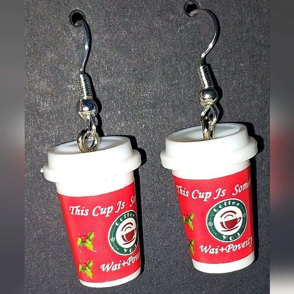 Super cute festive coffee cup earrings
